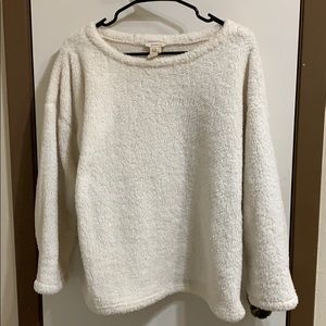 White teddy/Sherpa style sweater- Sundance- Medium